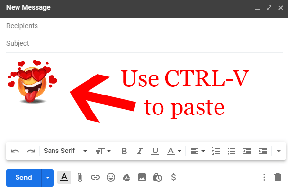 Paste the image to Gmail